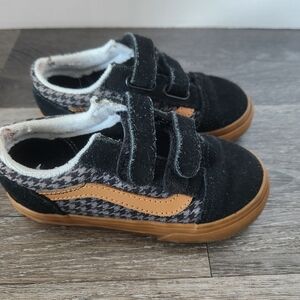Toddler Boys Van Sneakers Size 8.5 Stylish Black and Brown Kids Shoes